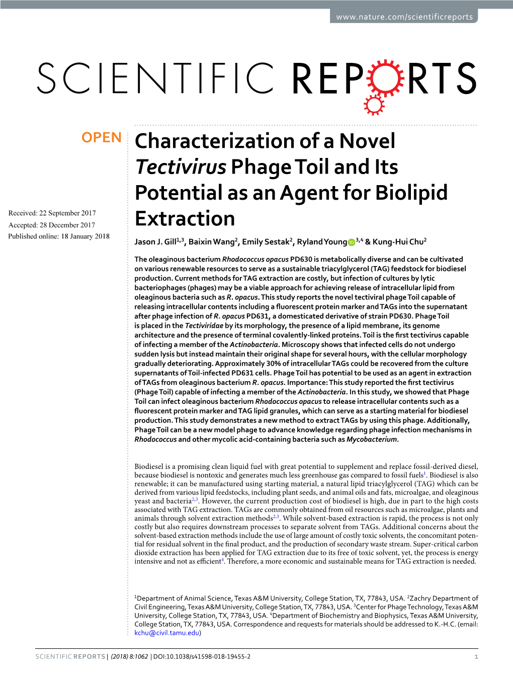 Characterization of a Novel Tectivirus Phage Toil and Its Potential As An