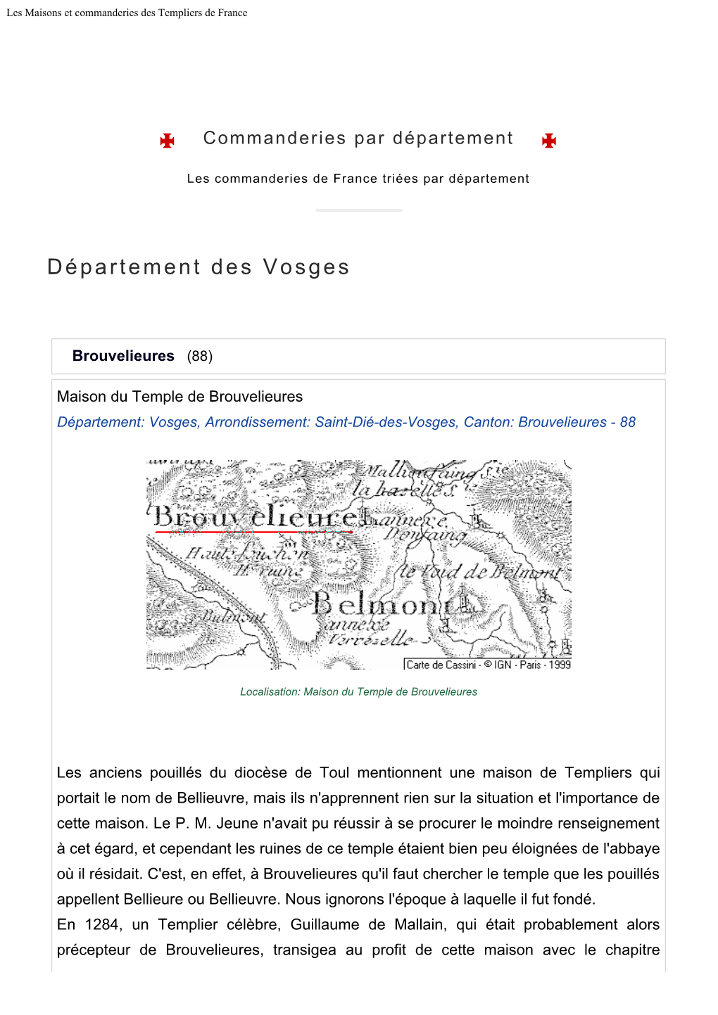 Les Maisons Et Commanderies Des Templiers De France
