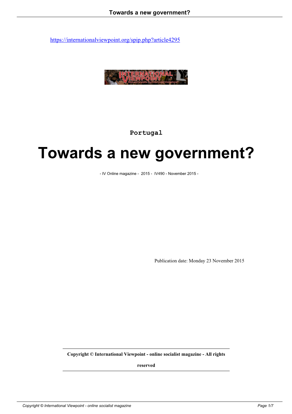 Towards a New Government?