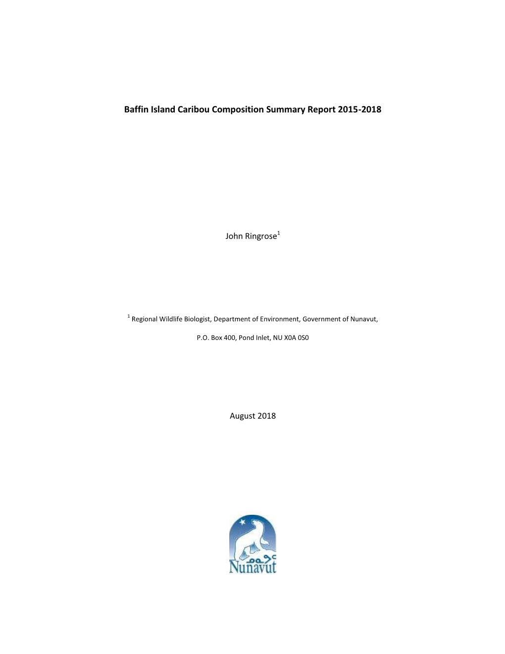 Baffin Island Caribou Composition Summary Report 2015-2018