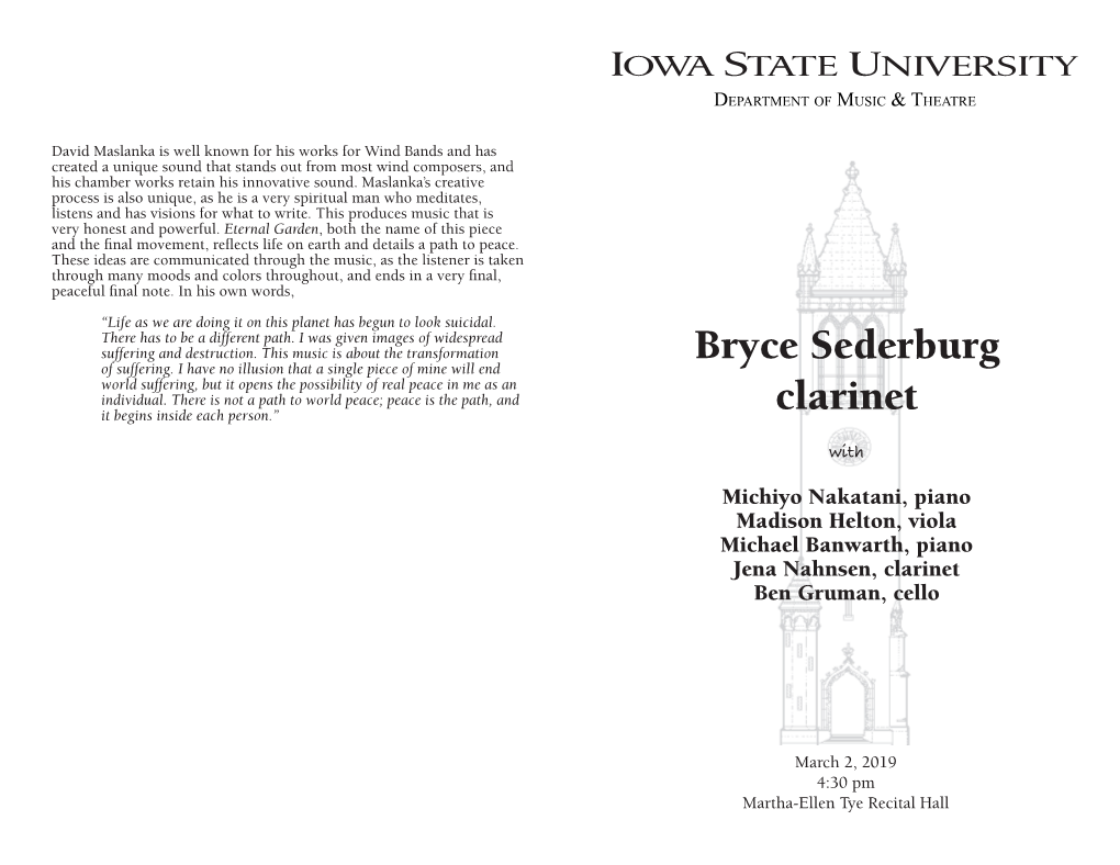 Bryce Sederburg Clarinet