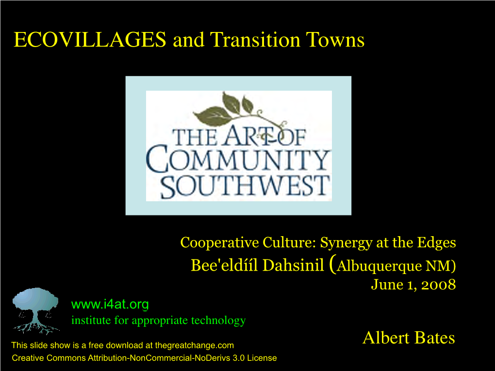 ECOVILLAGES and Transition Towns