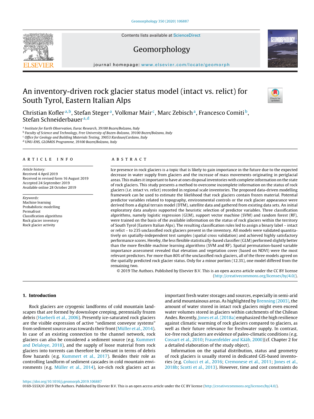 An Inventory-Driven Rock Glacier Status Model (Intact Vs