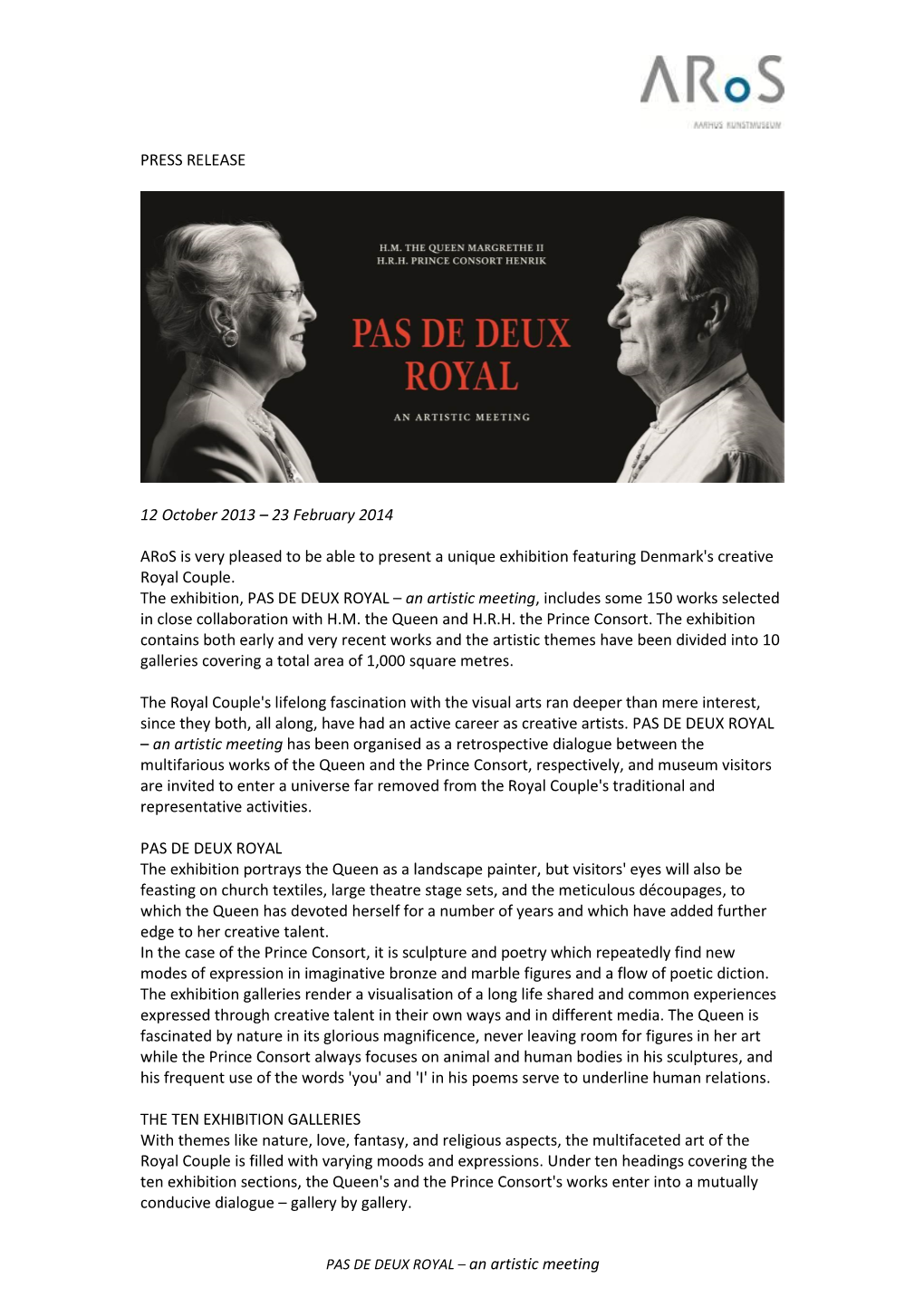 PAS DE DEUX ROYAL – an Artistic Meeting PRESS