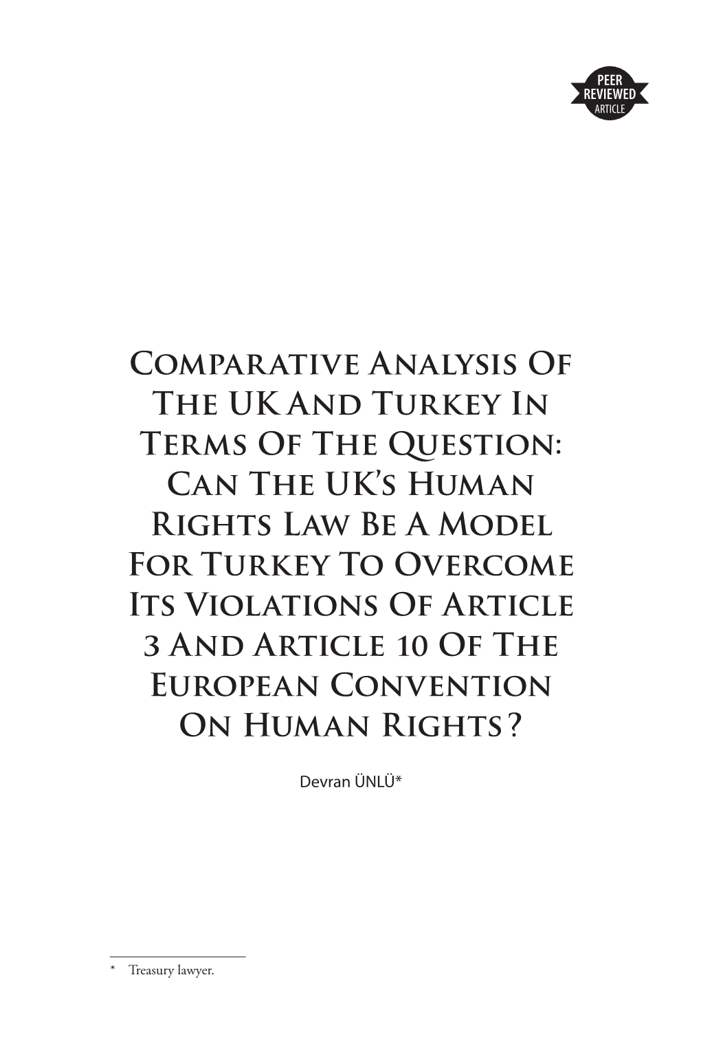 Comparative Analysis of the UK and Turkey in Terms Of