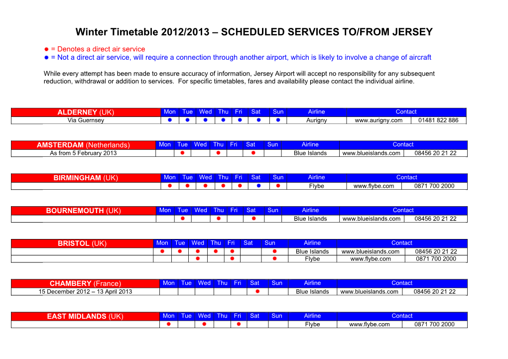 Summer Timetable 2009 – SCHEDULED SERVICES