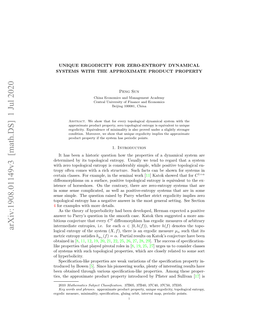 Unique Ergodicity for Zero-Entropy Dynamical Systems with The