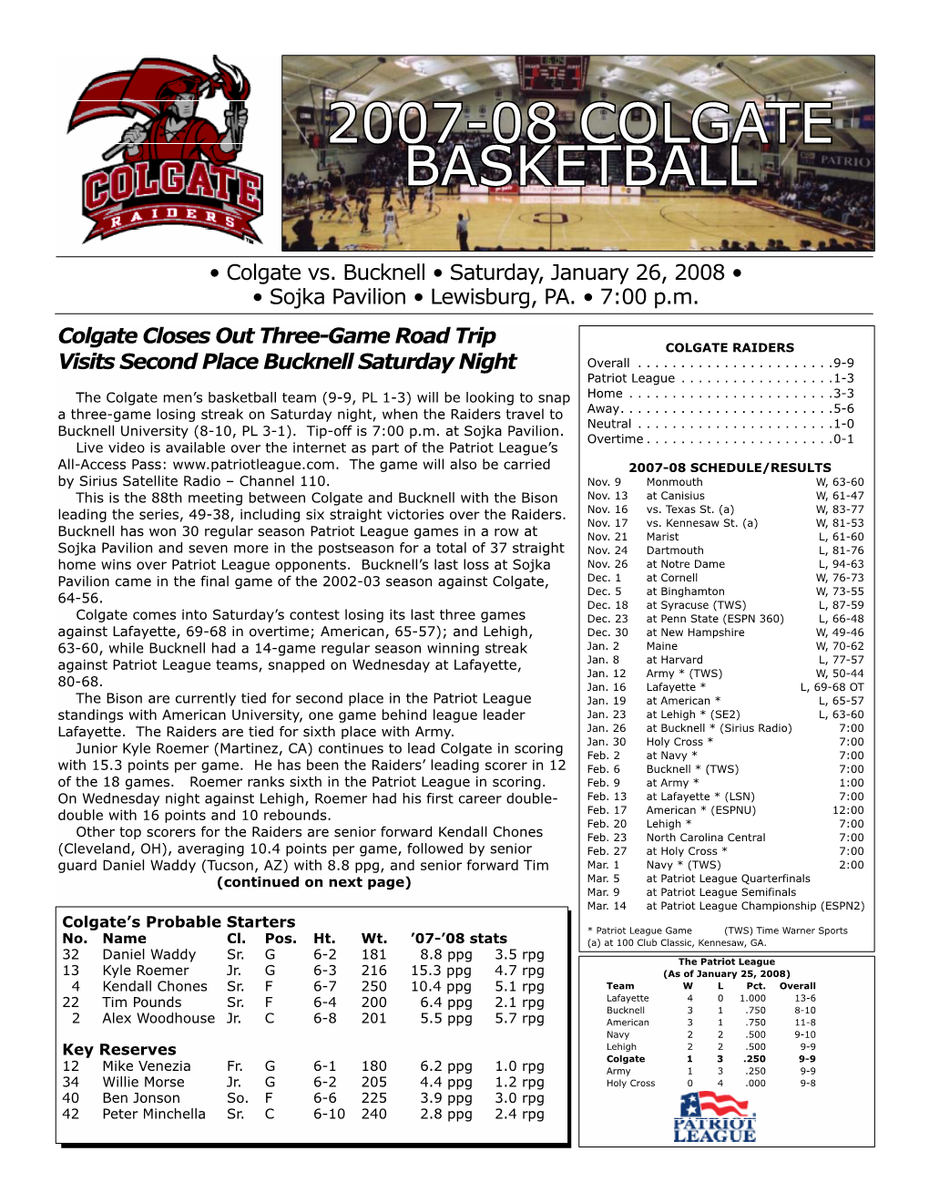 2007-08 Colgate Basketball