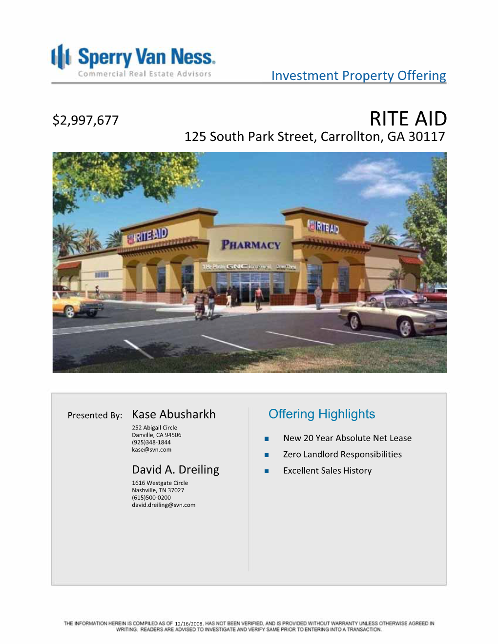 RITE AID 125 South Park Street, Carrollton, GA 30117