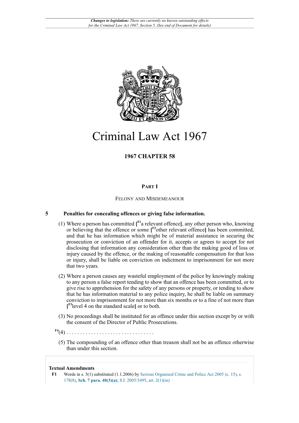 Criminal Law Act 1967, Section 5