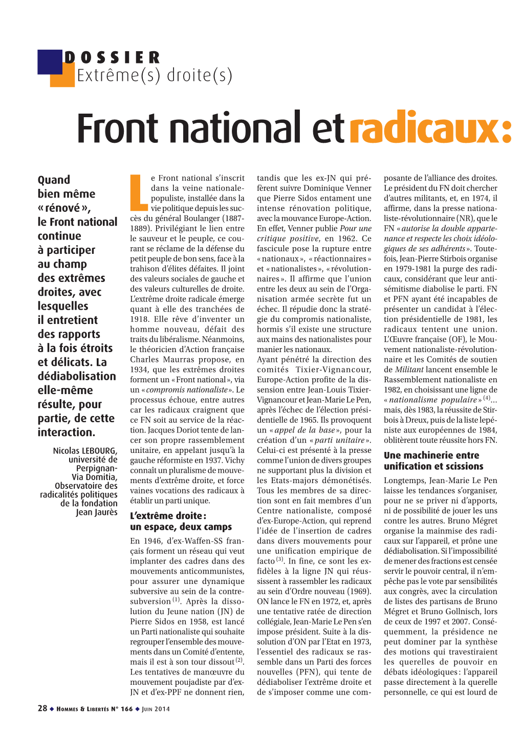 Le Front National Et Les Radicaux : Une Interaction Dynamique