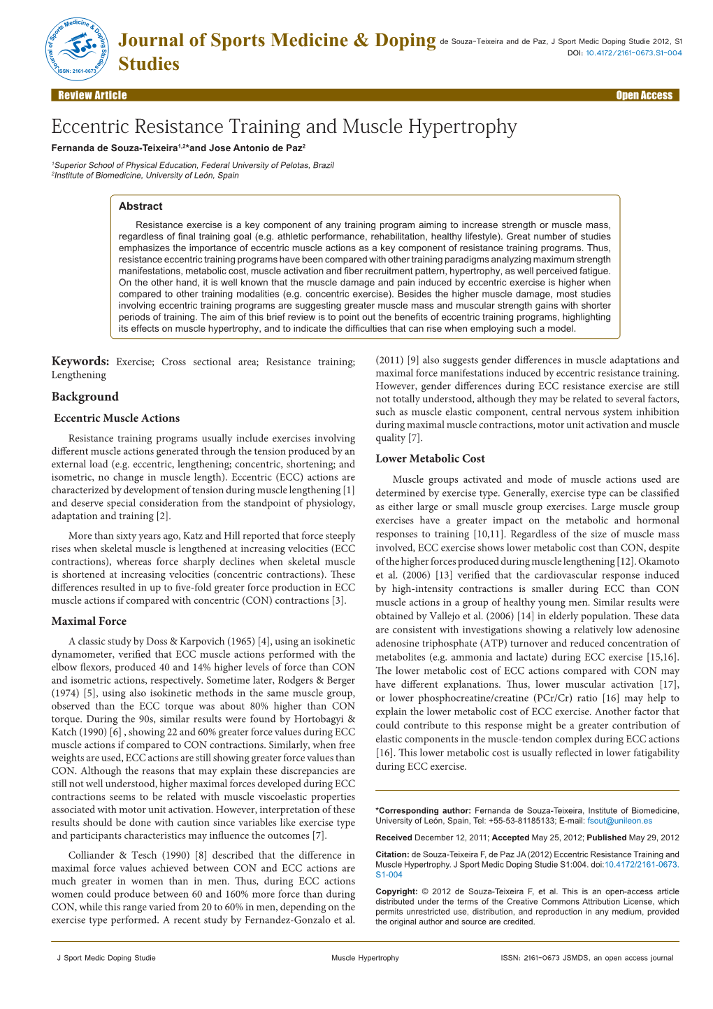 Eccentric Resistance Training and Muscle Hypertrophy