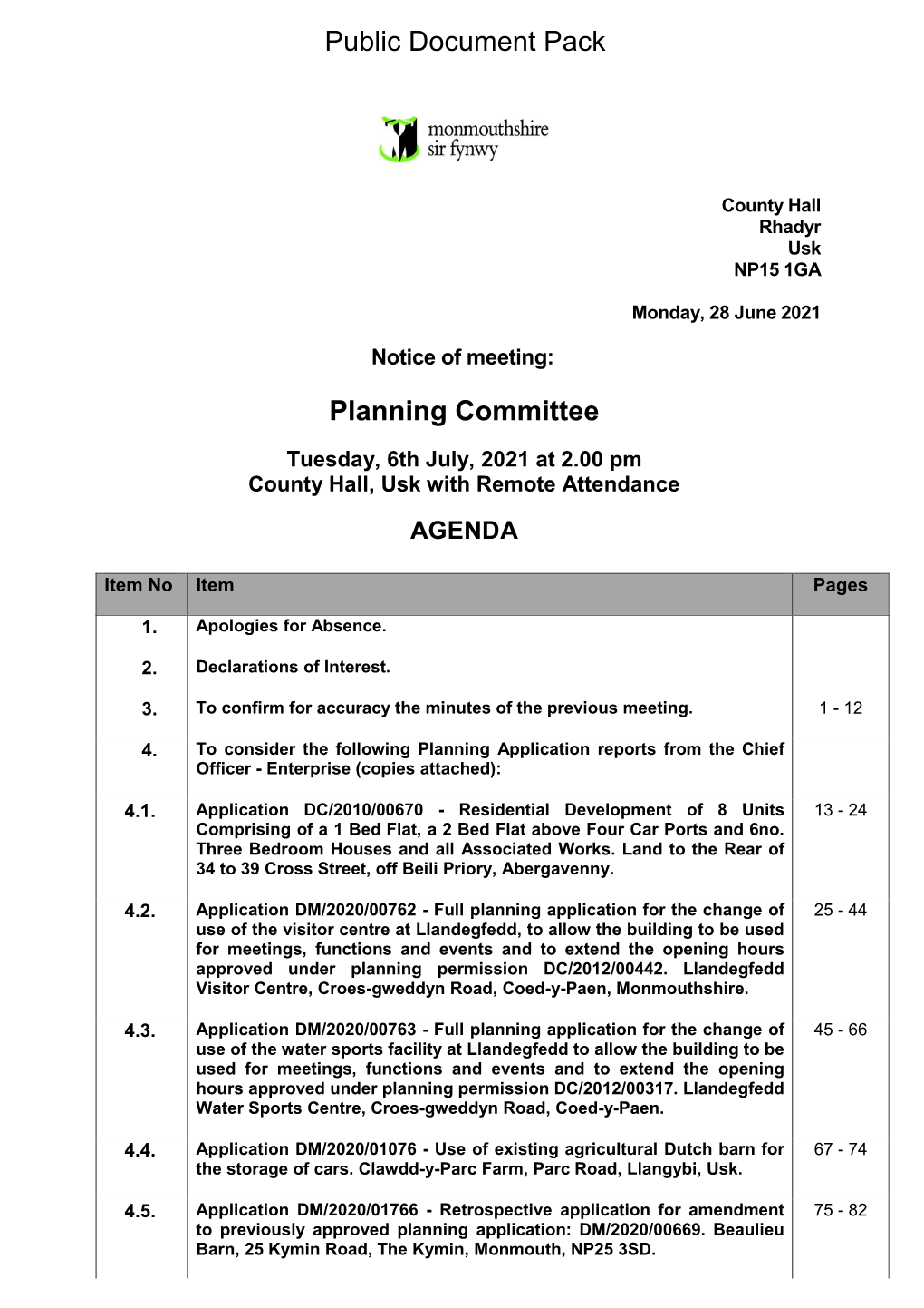 (Public Pack)Agenda Document for Planning Committee, 06/07/2021