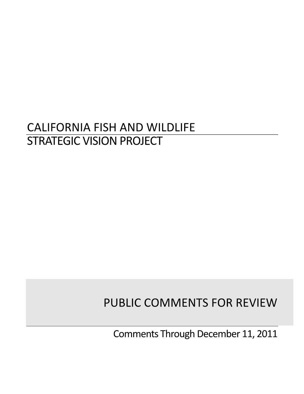 California Fish and Wildlife Strategic Vision Project