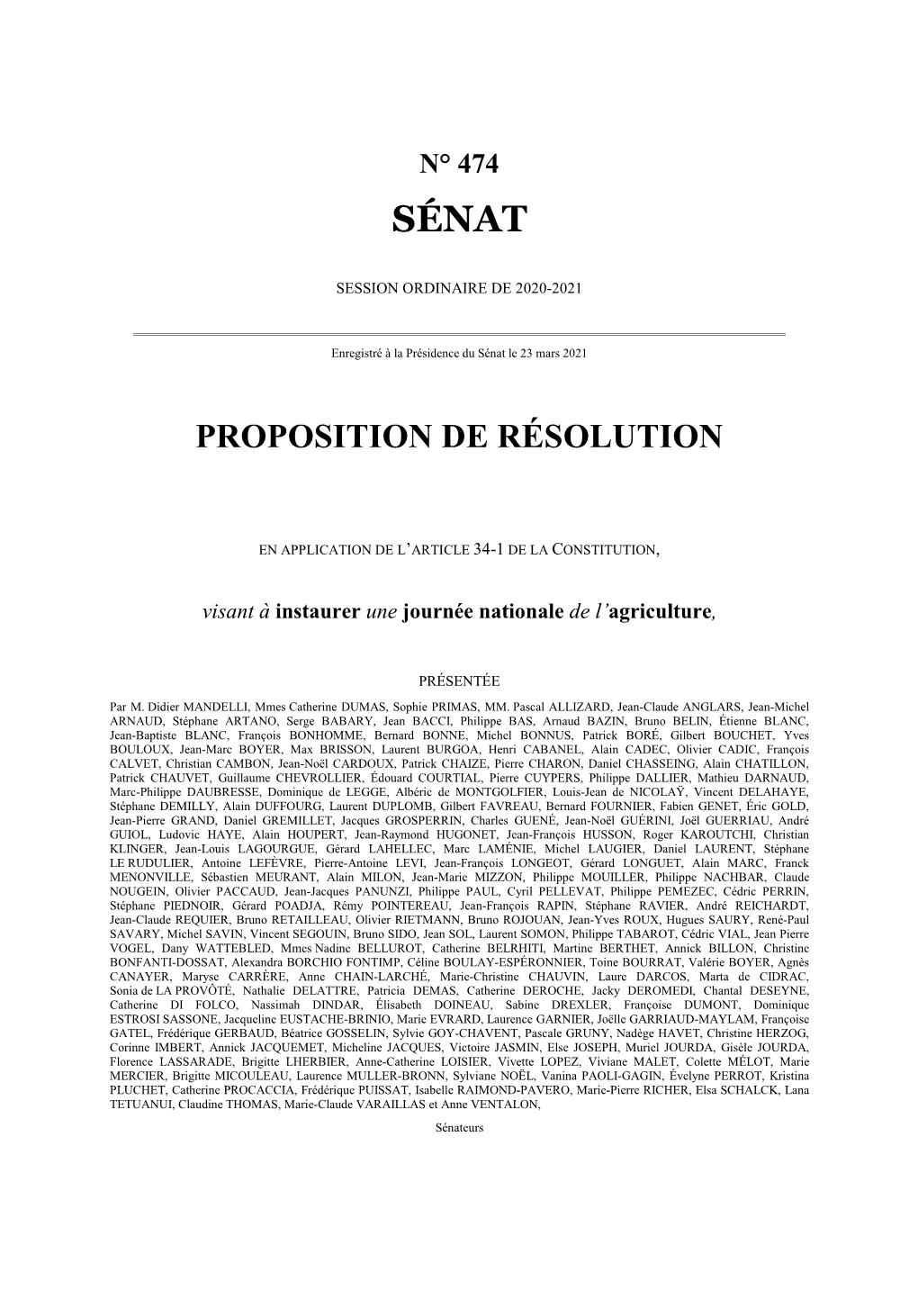 Proposition De Résolution