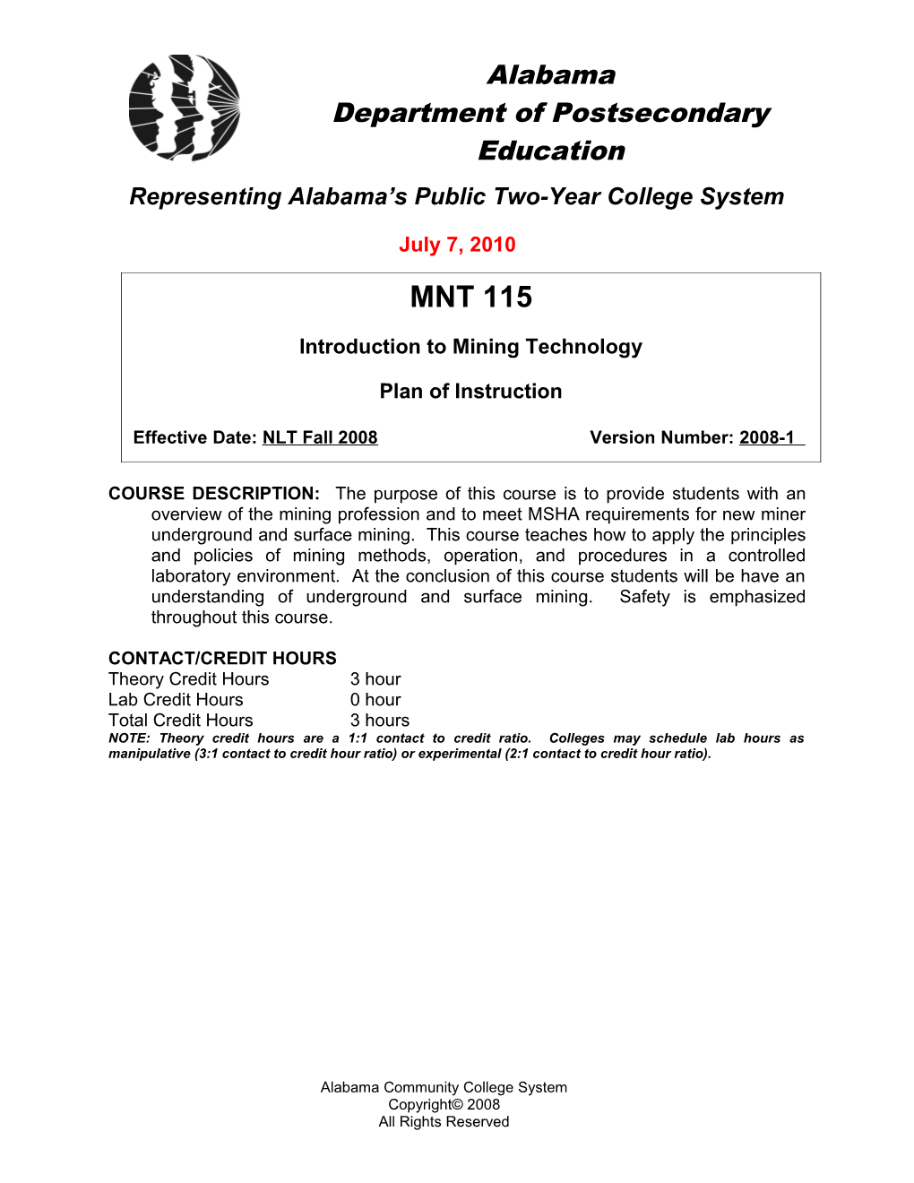 MNT 115 - Introduction to Mining Technology