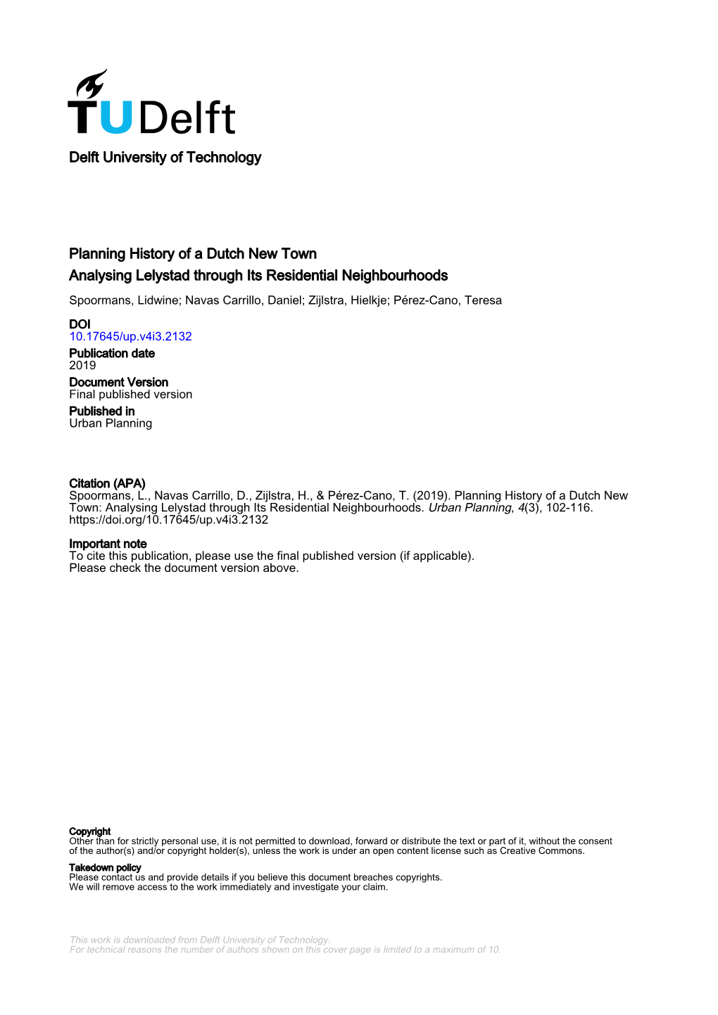 Planning History of a Dutch New Town: Analysing Lelystad Through Its Residential Neighbourhoods