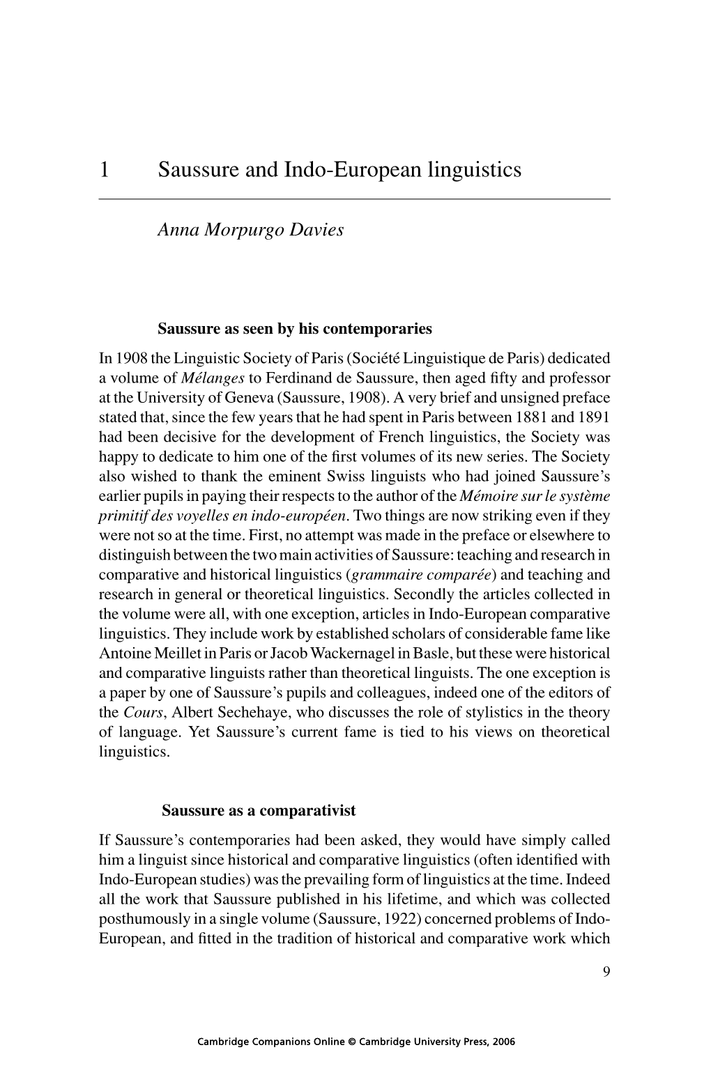 1 Saussure and Indo-European Linguistics