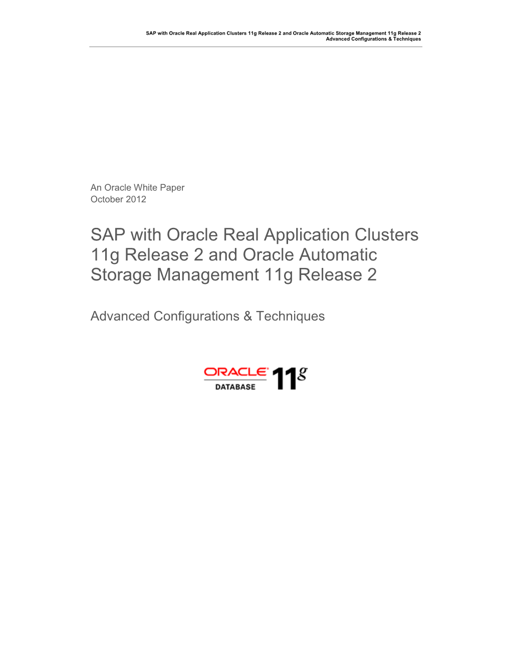 SAP with Oracle Real Application Clusters 11G and Oracle Automatic