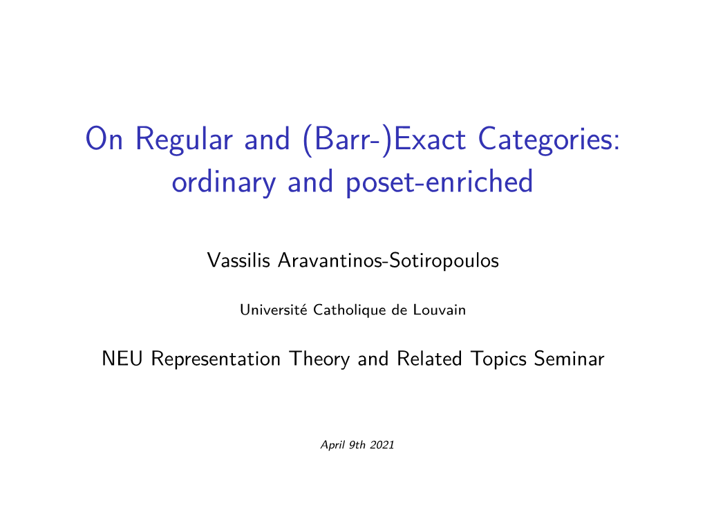 On Regular and (Barr-)Exact Categories: Ordinary and Poset-Enriched