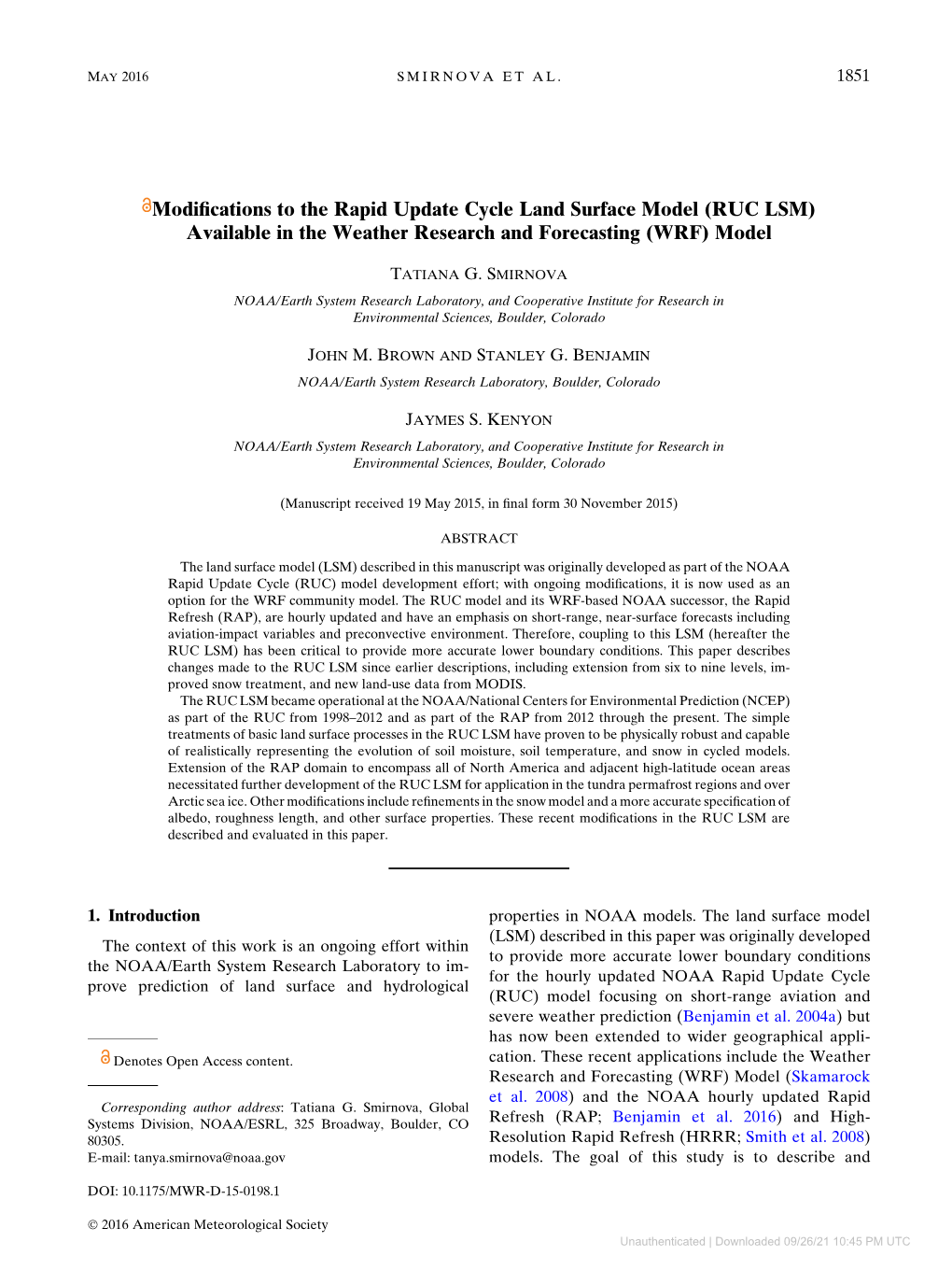 Modifications to the Rapid Update Cycle Land Surface Model (RUC