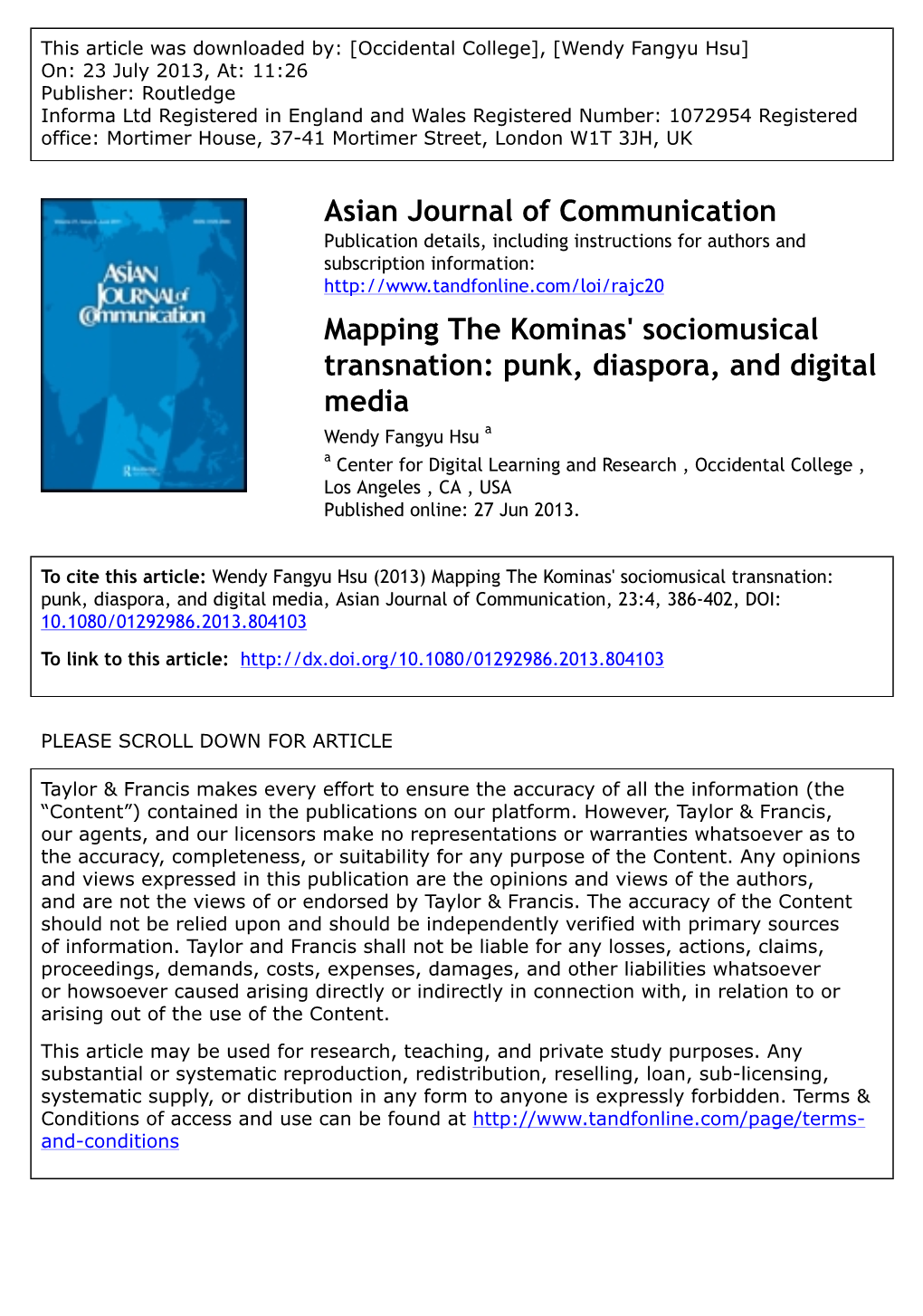 Mapping the Kominas' Sociomusical Transnation