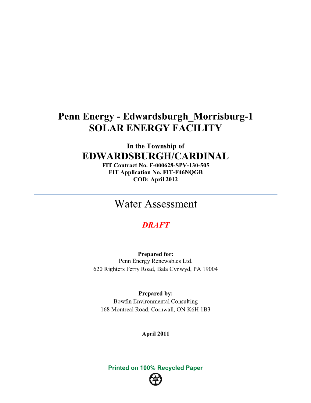 Water Assessment