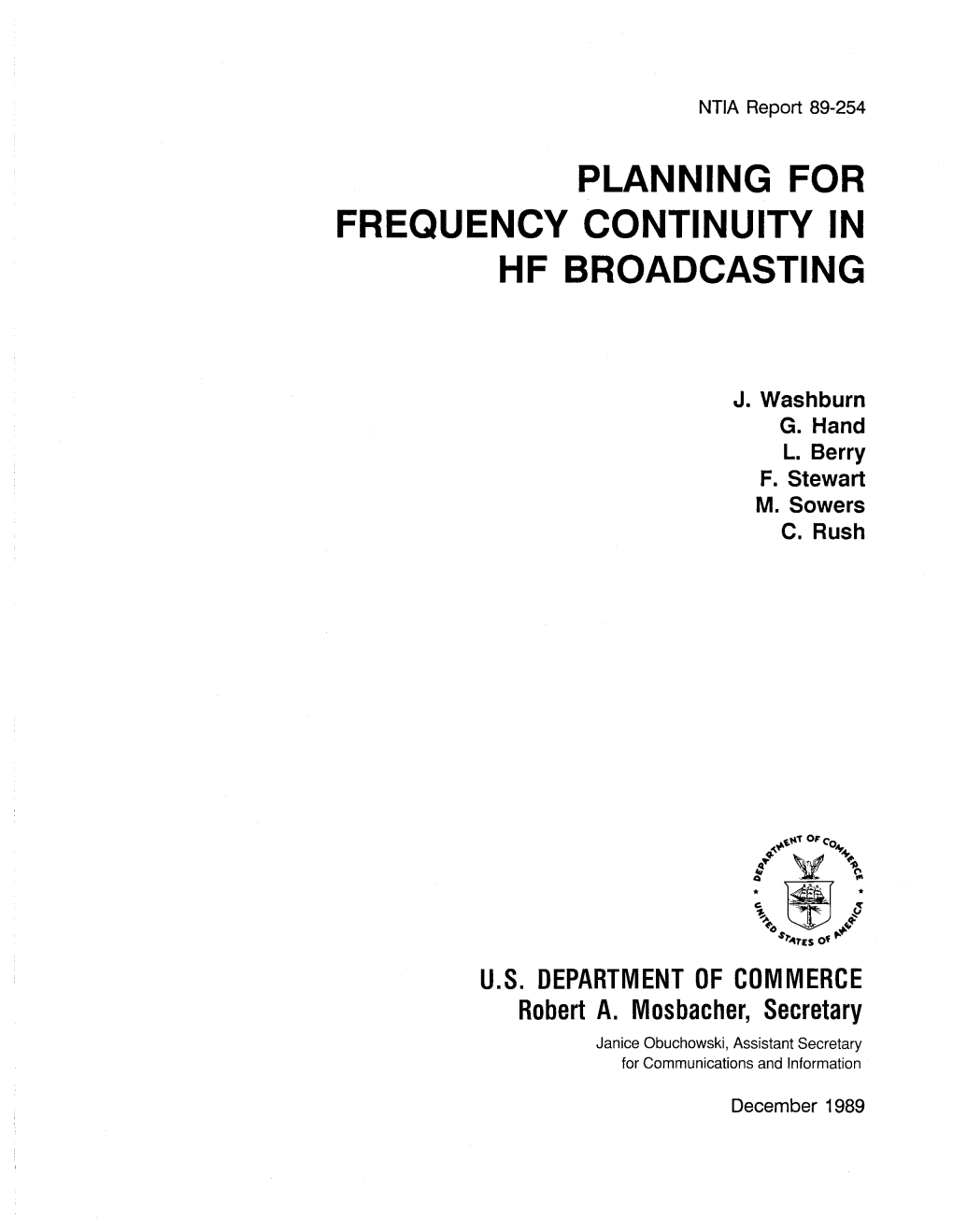 Planning for Frequency Continuity in Hf Broadcasting