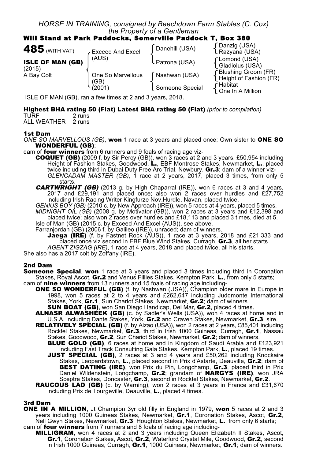 HORSE in TRAINING, Consigned by Beechdown Farm Stables (C. Cox) the Property of a Gentleman