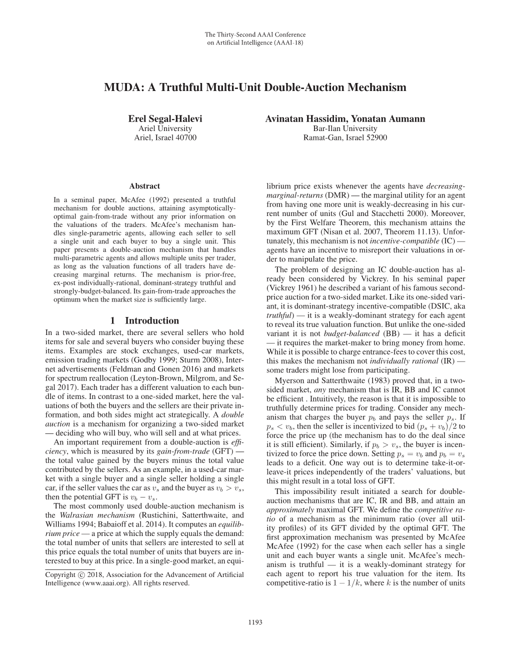 A Truthful Multi-Unit Double-Auction Mechanism