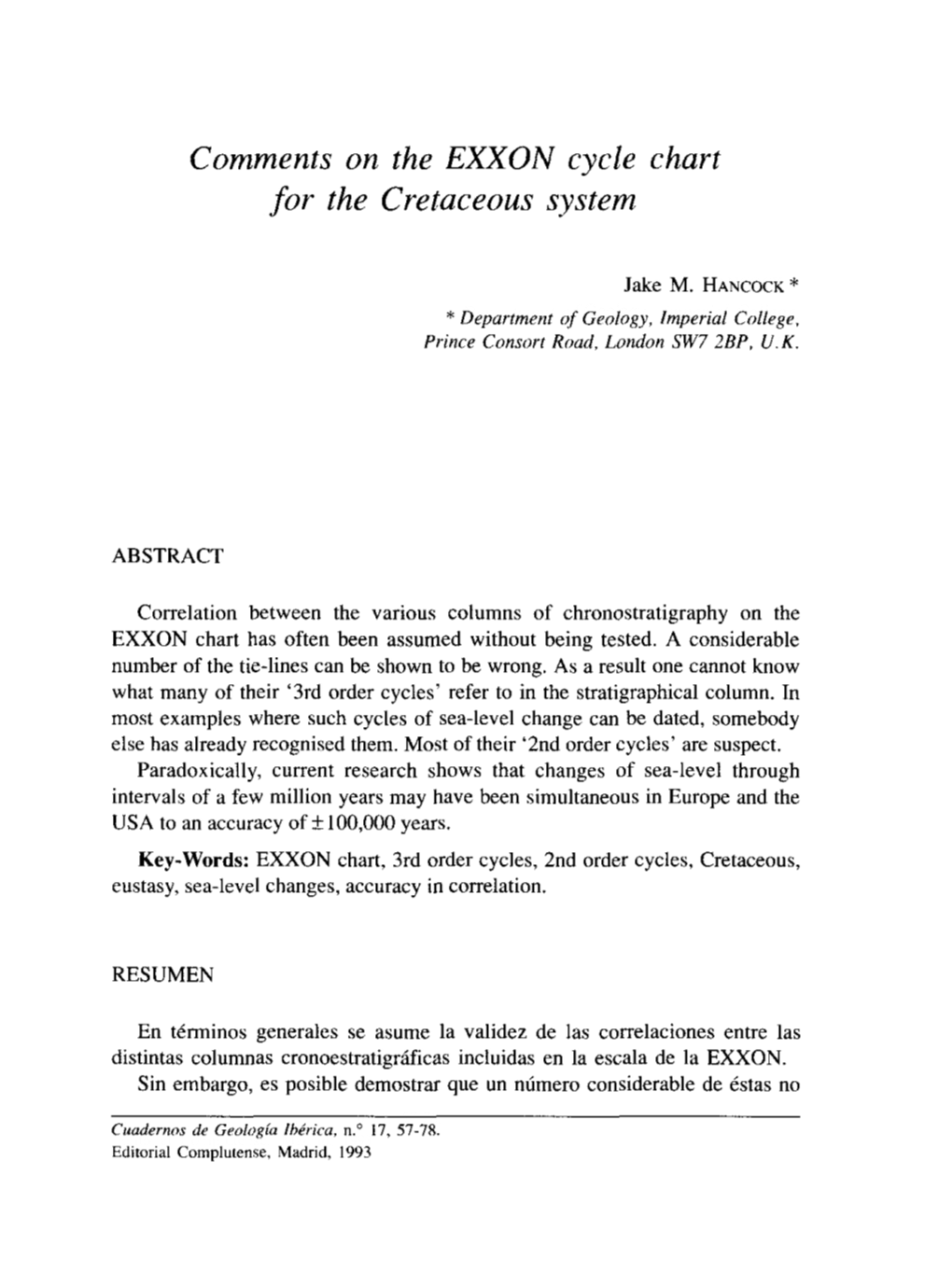 Comments on the EXXON Cycle Chart for the Cretaceous System