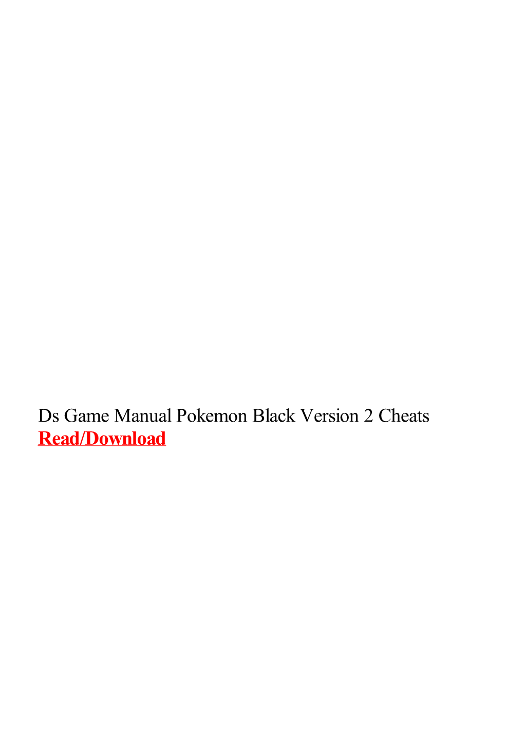 Ds Game Manual Pokemon Black Version 2 Cheats