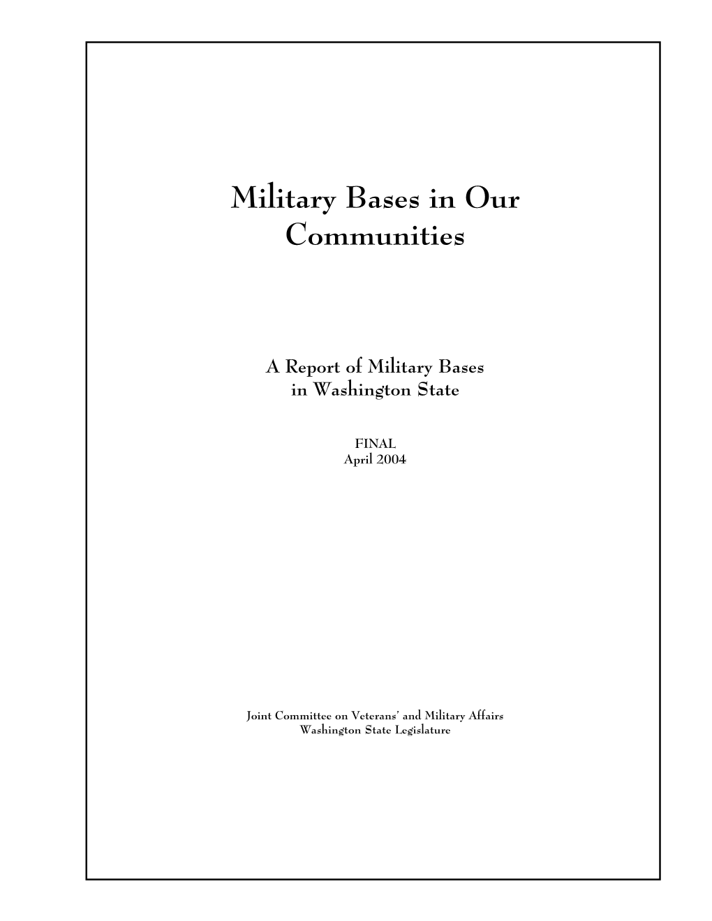Base Realignment and Closure Report
