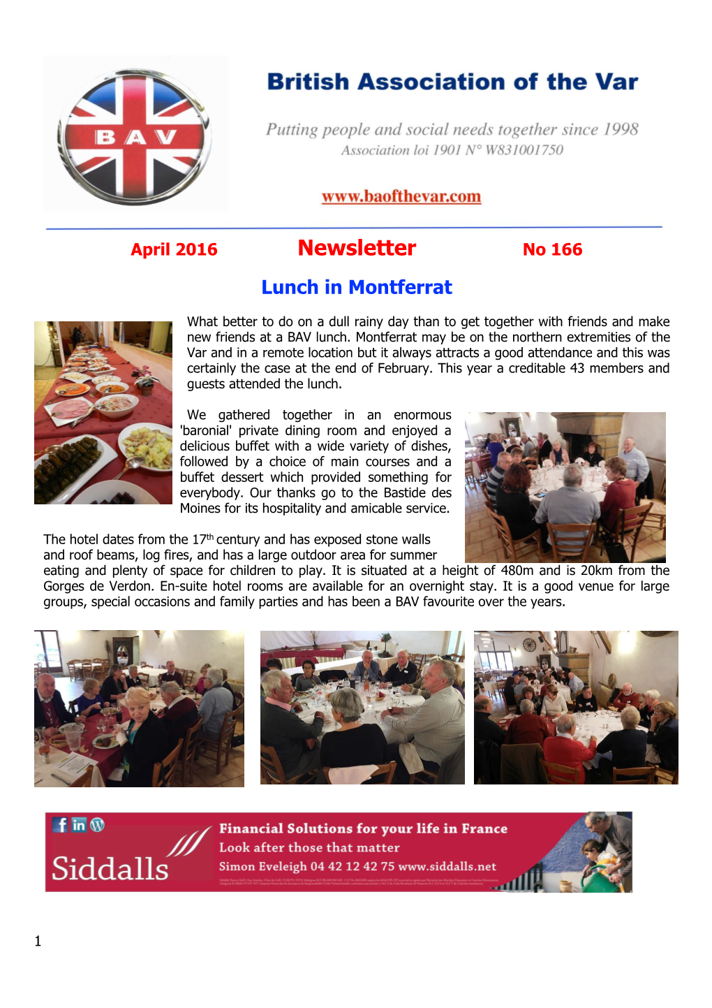 Newsletter No 166 Lunch in Montferrat