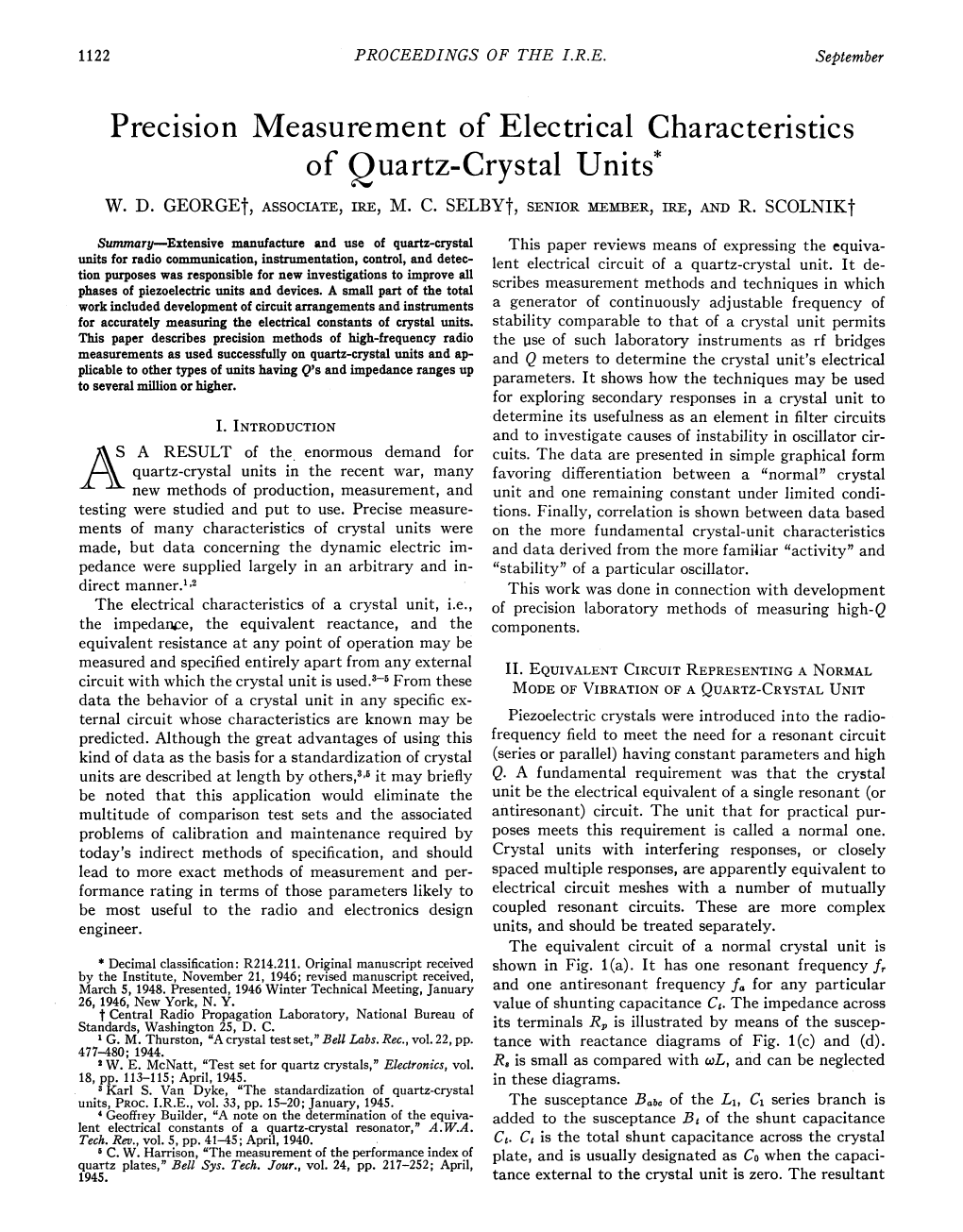 Precision Measurement of Electrical Characteristics of Quartz-Crystal Units* W