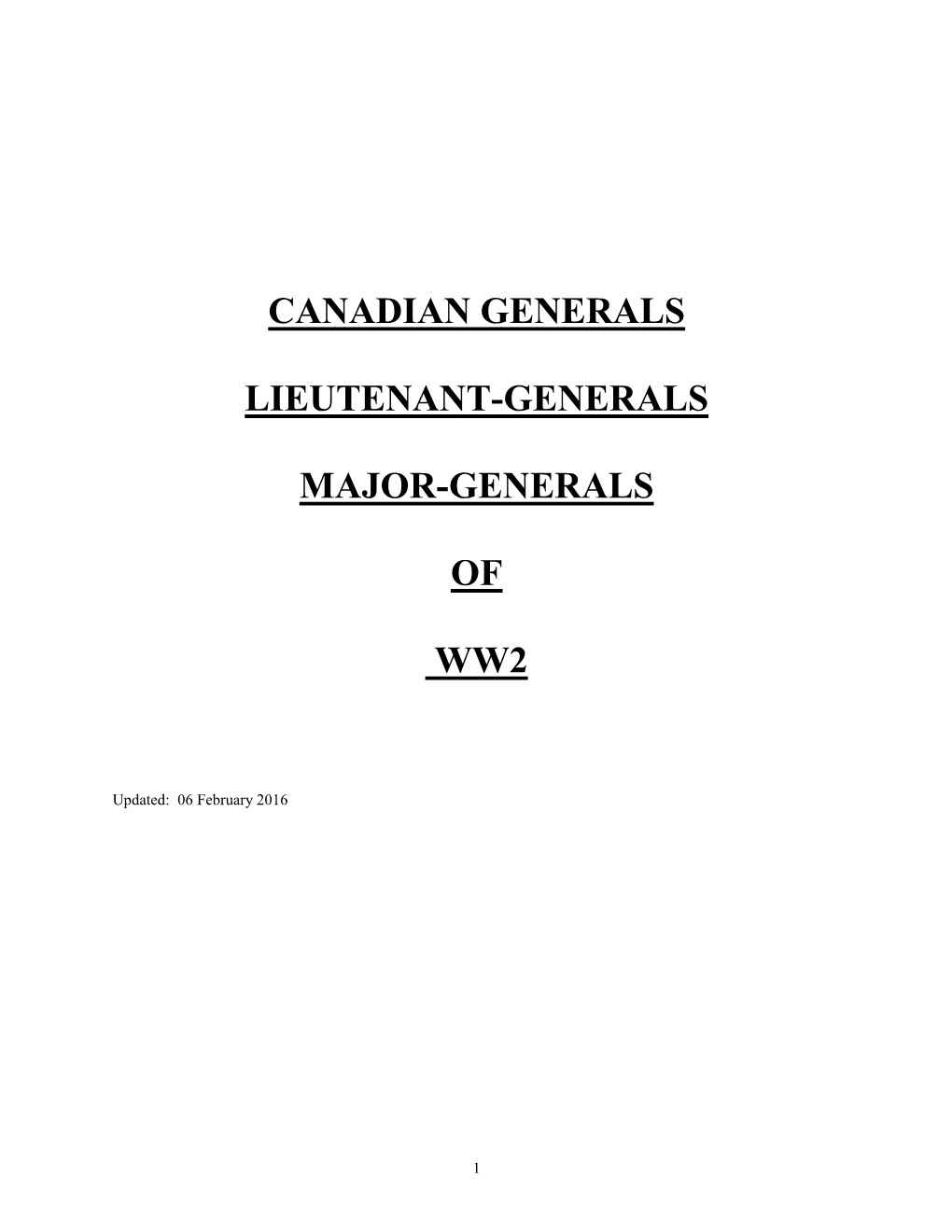 Canadian Generals / Lieutenant-Generals