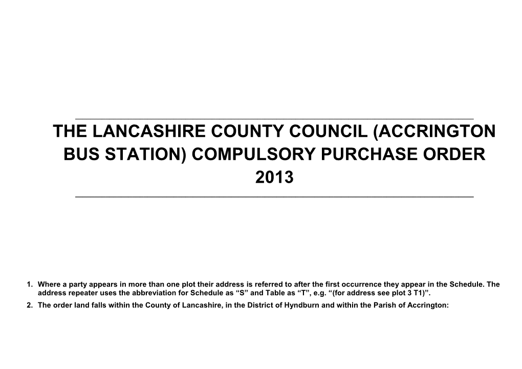 Accrington Bus Station LCC CPO Schedule V0.4