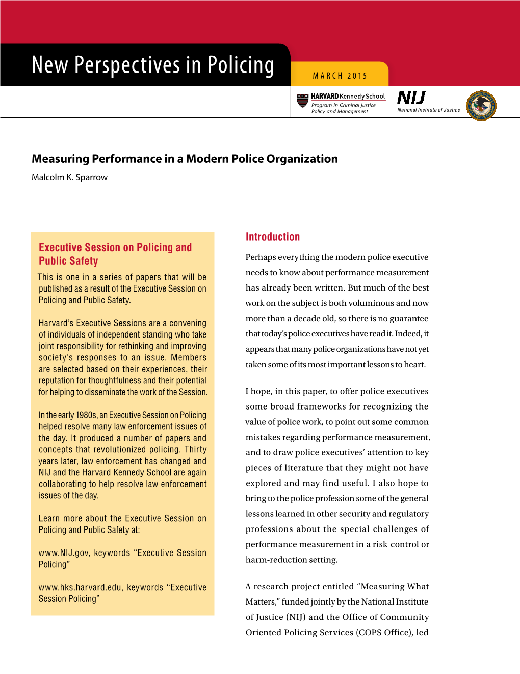 Measuring Performance in a Modern Police Organization Malcolm K