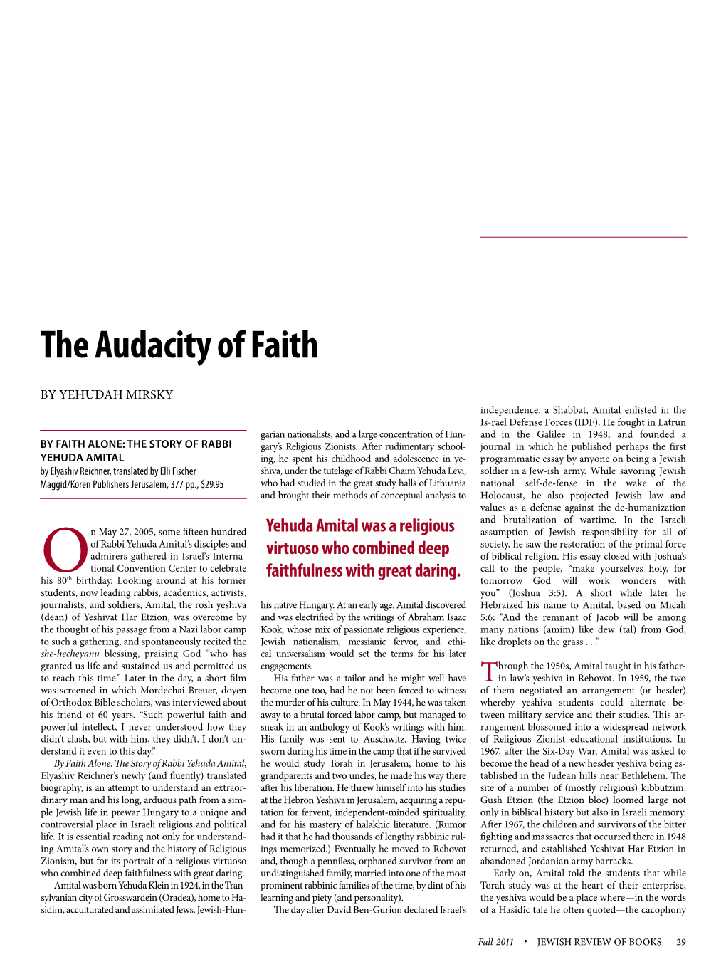 The Audacity of Faith