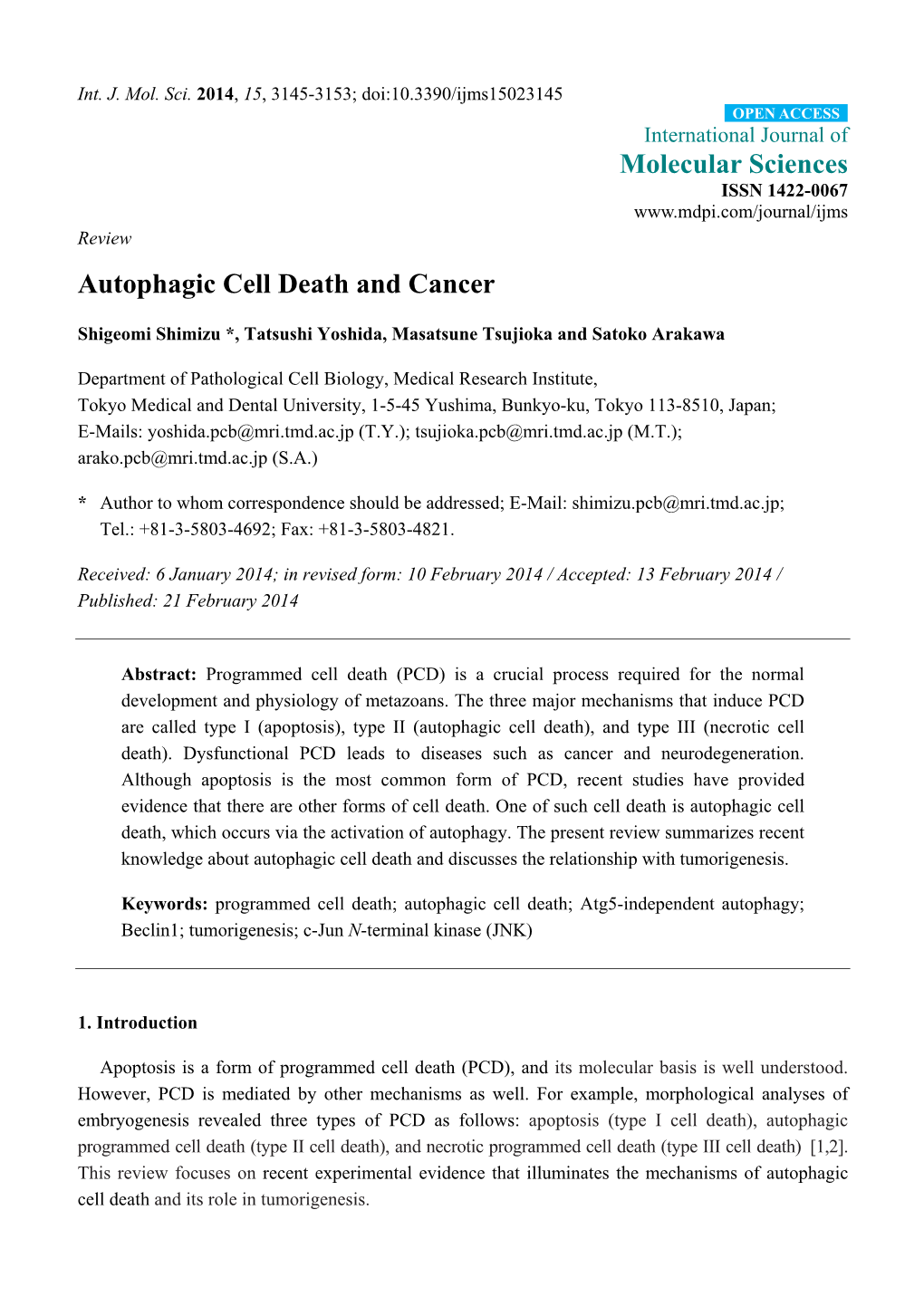 Autophagic Cell Death and Cancer