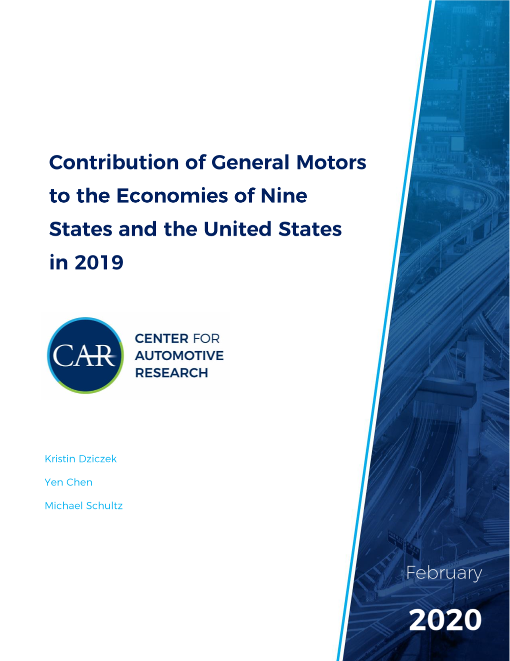 Contribution of General Motors to the Economies of Nine States and the United States in 2019