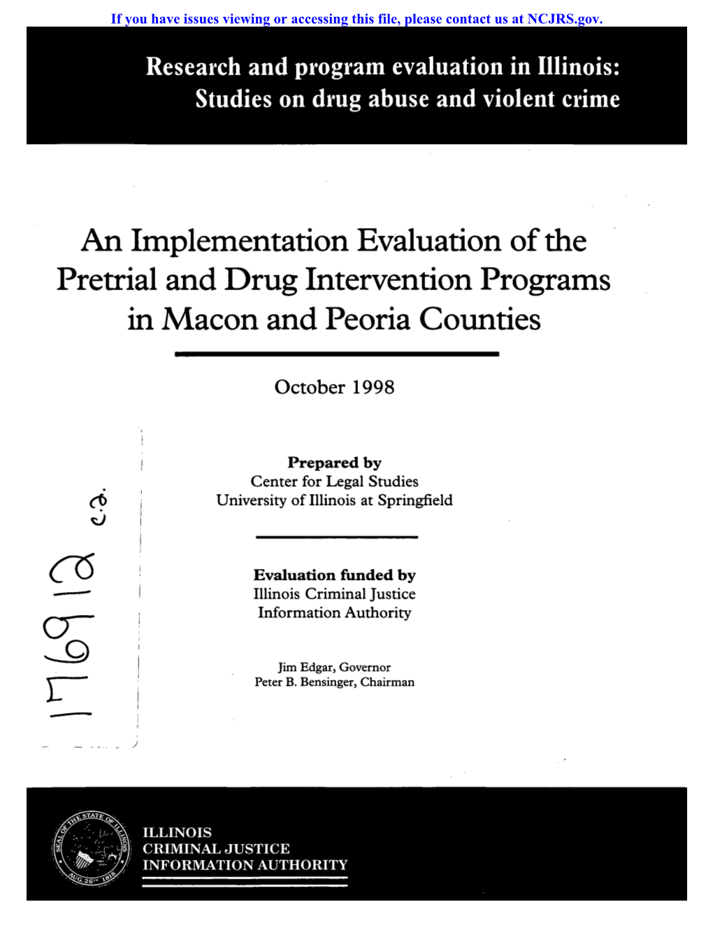 An Implementation Evaluation of the Pretrial and Drug Intervention Programs in Macon and Peoria Counties
