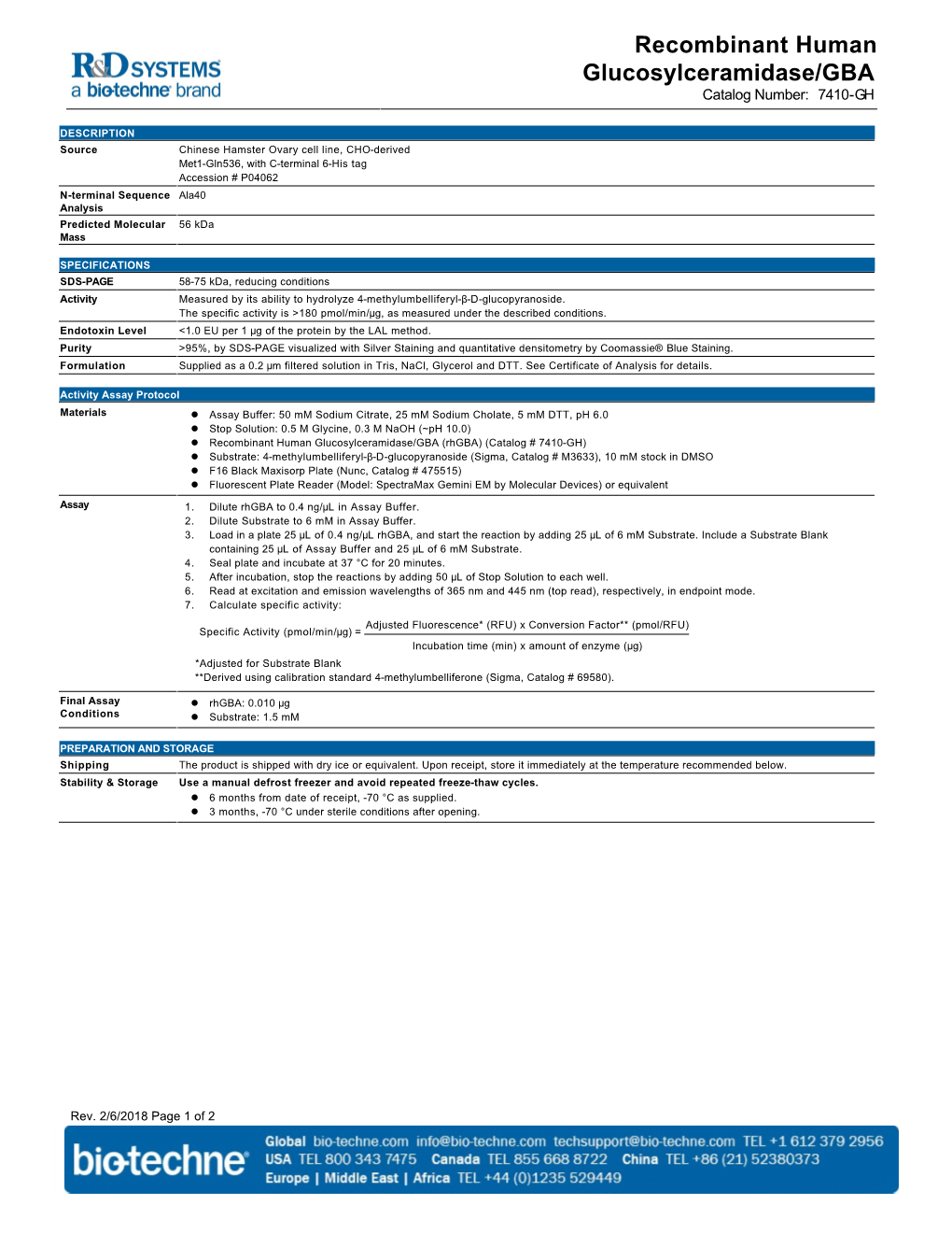 Recombinant Human Glucosylceramidase/GBA