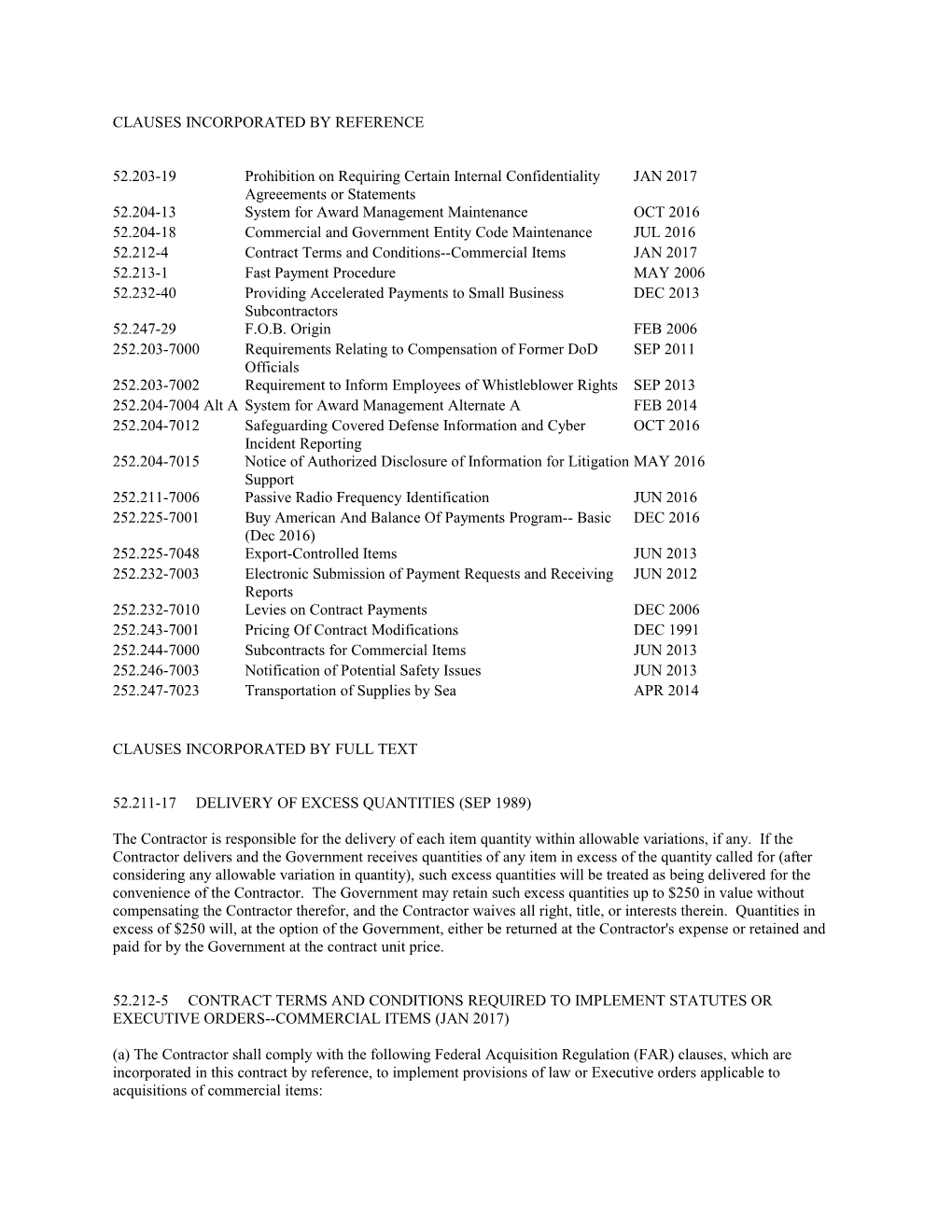 Clauses Incorporated by Full Text