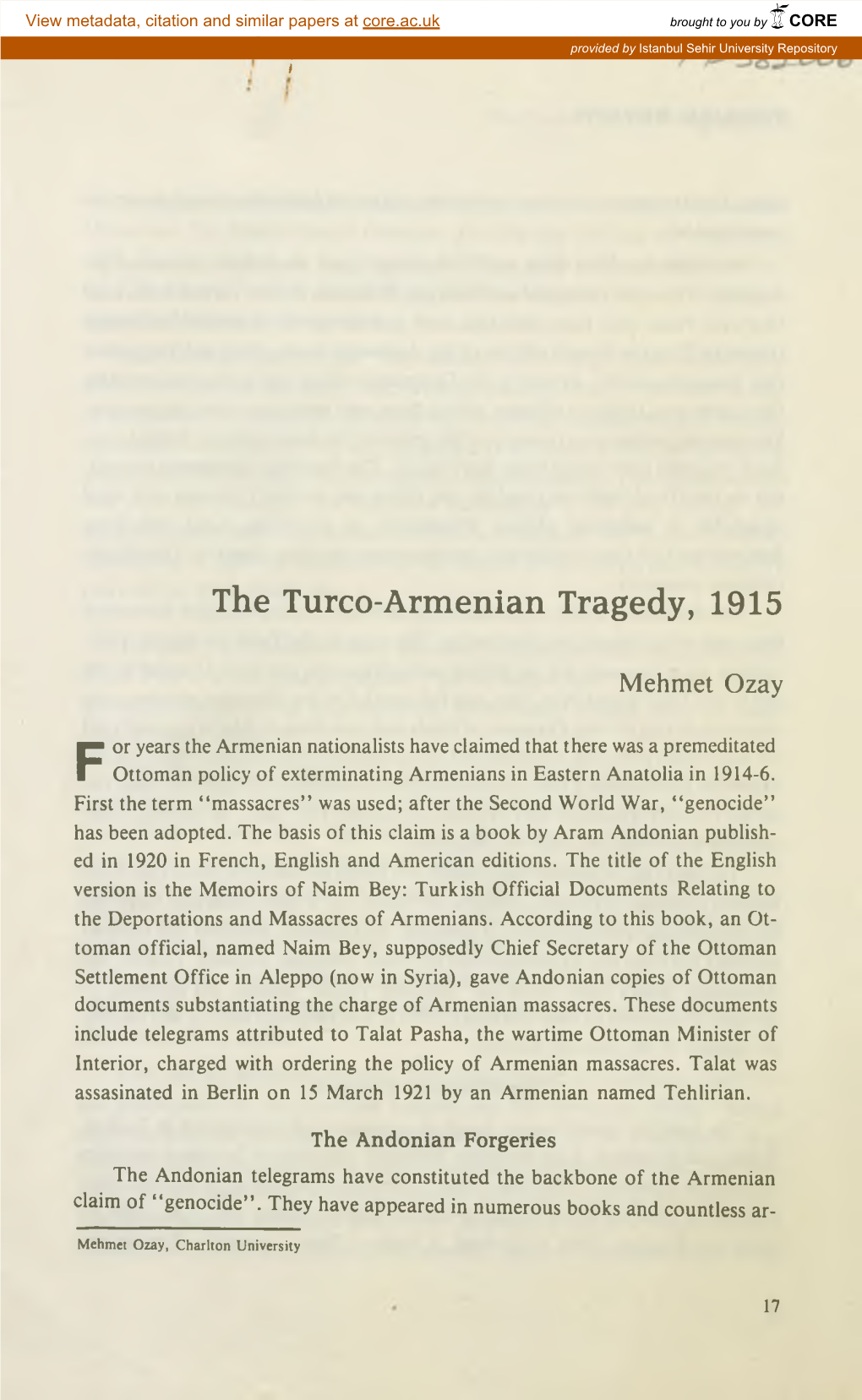 The Turco-Armenian Tragedy, 1915
