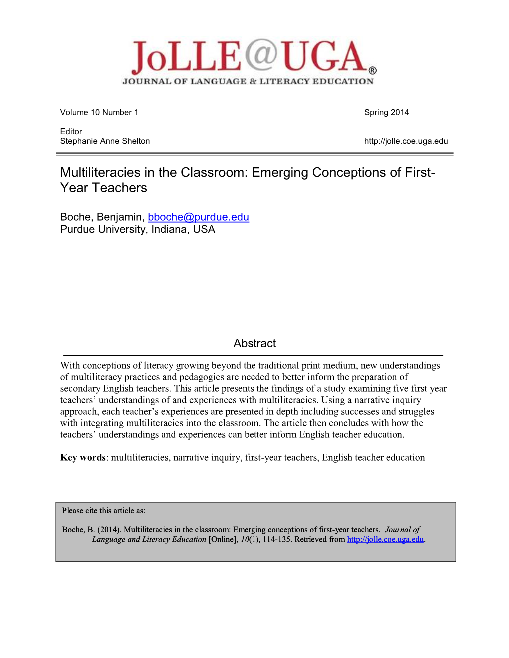 Multiliteracies in the Classroom: Emerging Conceptions of First- Year Teachers