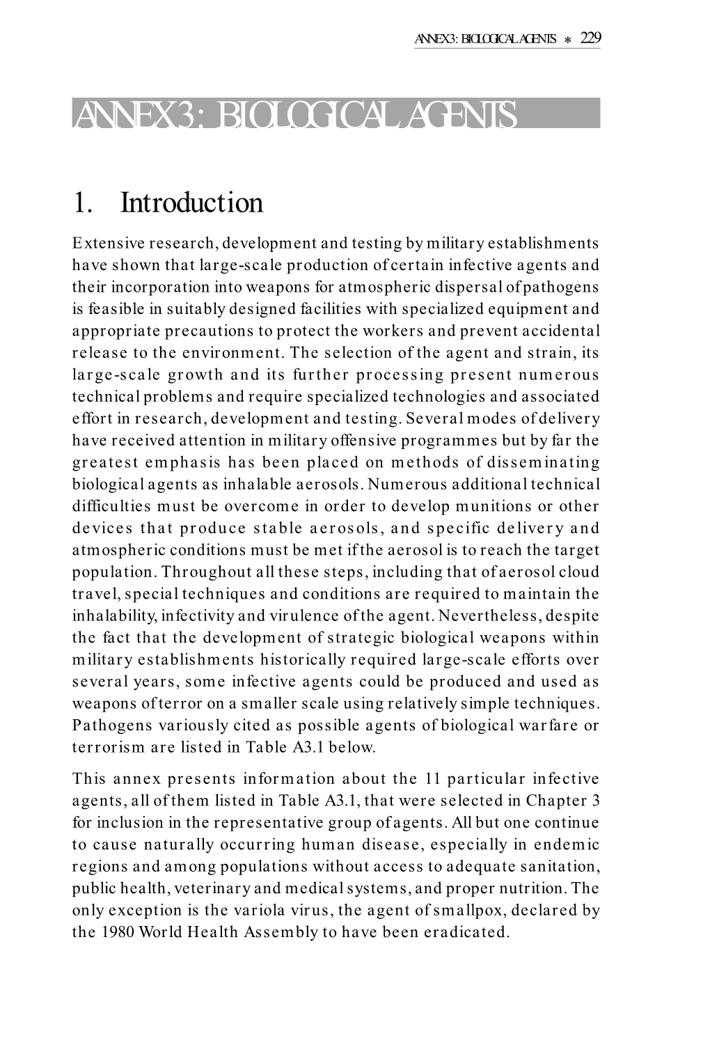 Annex 3: Biological Agents * 229