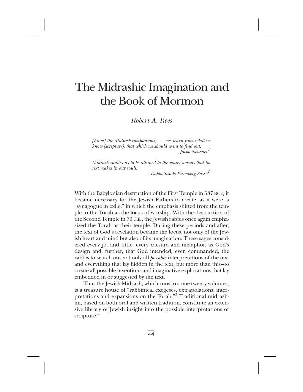 The Midrashic Imagination and the Book of Mormon