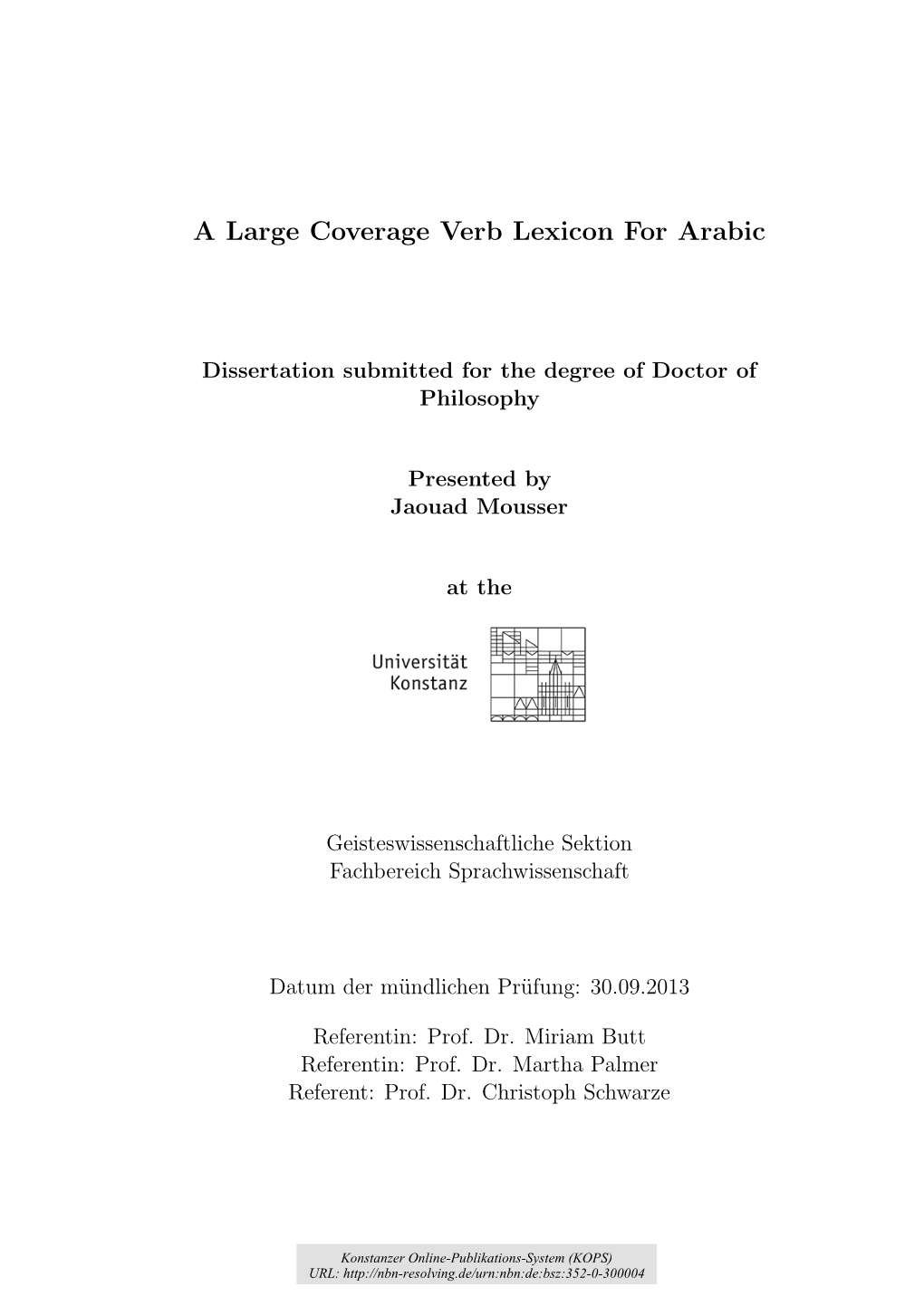 A Large Coverage Verb Lexicon for Arabic