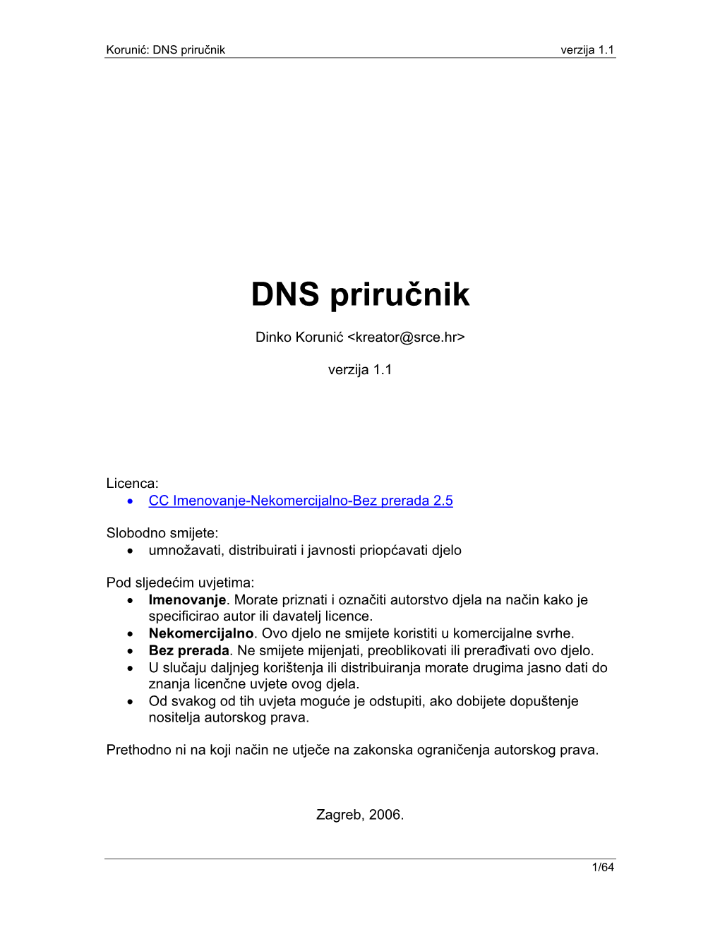 DNS Priručnik Verzija 1.1